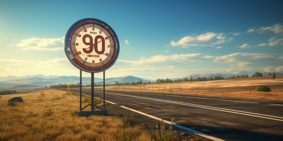 number 90 90 speed limit sign